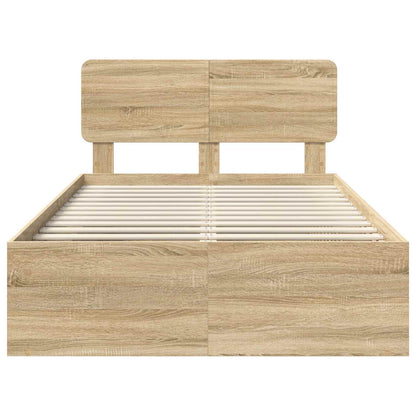 Bed Frame with Headboard Sonoma 120 x 190 cm Solid Pine Wood
