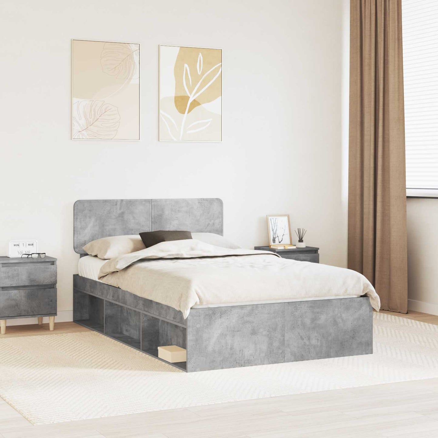 Bed Frame with Headboard Concerte 120 x 190 cm Solid Pine Wood