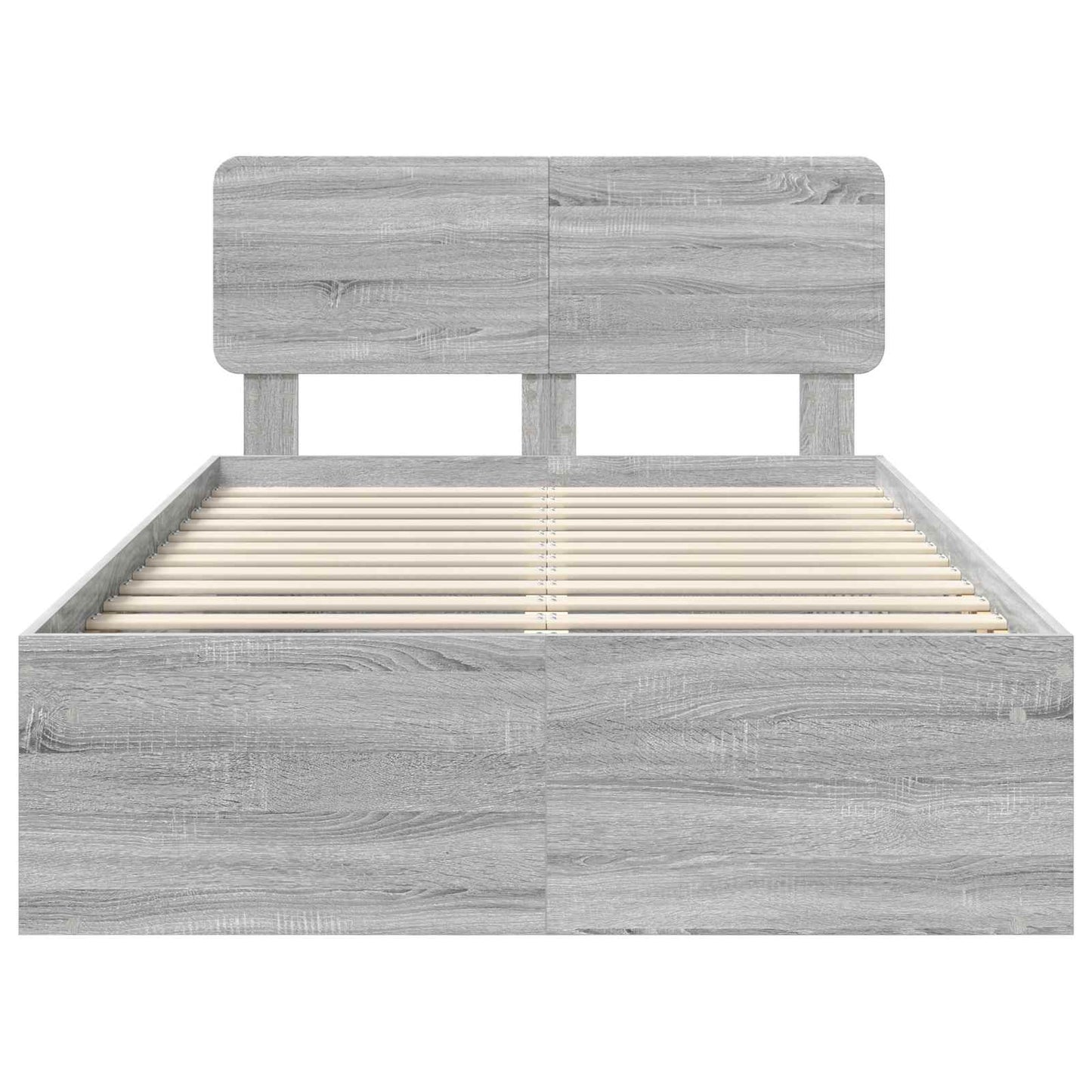 Bed Frame Grey Sonoma 120 x 190 cm Solid Pine Wood