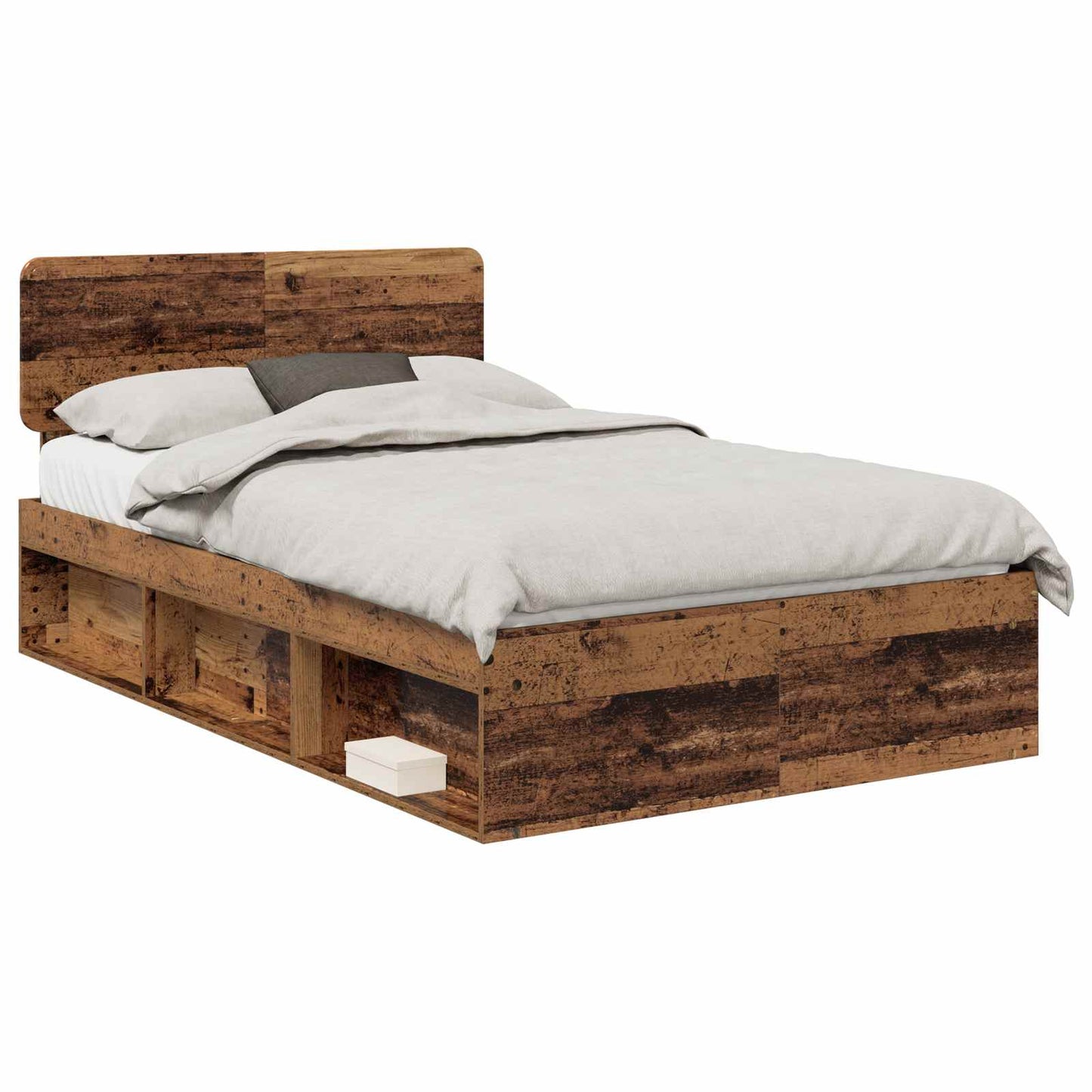 Bed Frame with Headboard Old Wood 120 x 190 cm Solid Pine Wood