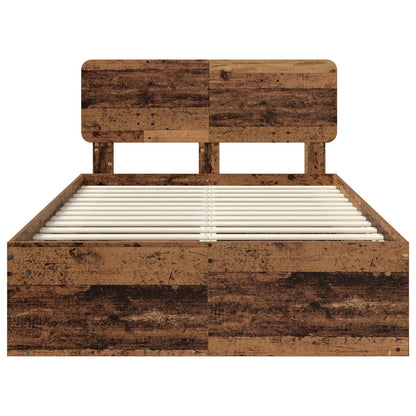 Bed Frame with Headboard Old Wood 120 x 190 cm Solid Pine Wood