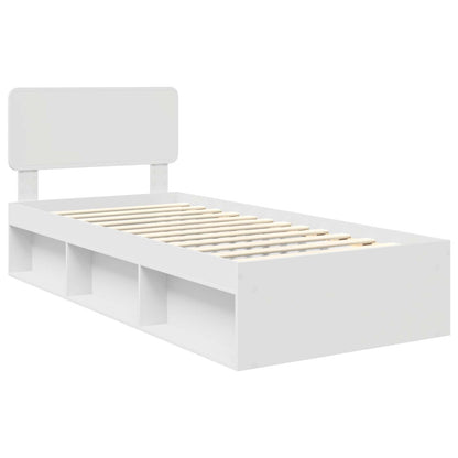 Bed Frame with Headboard White 100 x 200 cm Solid Pine Wood