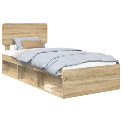 Bed Frame with Headboard Sonoma 100 x 200 cm Solid Pine Wood