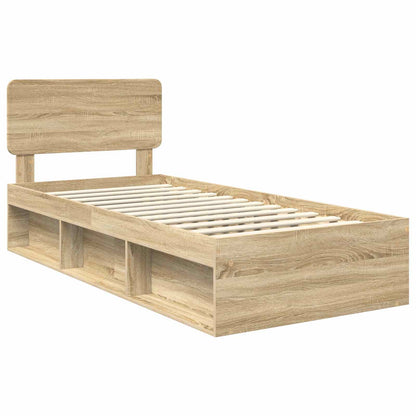 Bed Frame with Headboard Sonoma 100 x 200 cm Solid Pine Wood