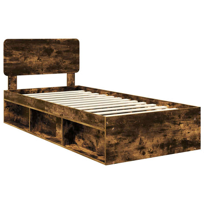 Bed Frame Smoked Oak 100 x 200 cm Solid Pine Wood