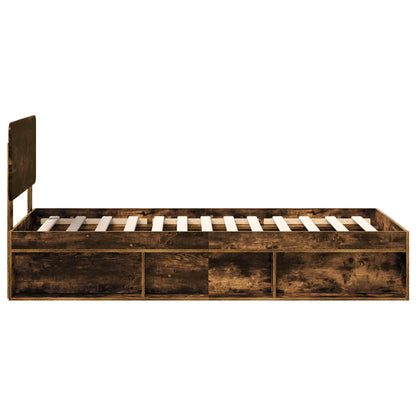 Bed Frame Smoked Oak 100 x 200 cm Solid Pine Wood