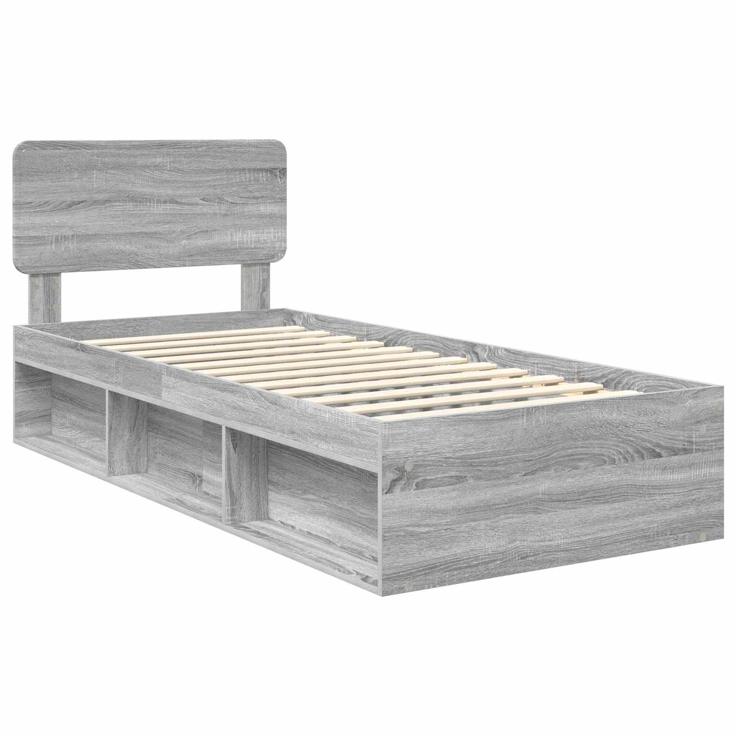 Bed Frame Grey Sonoma 100 x 200 cm Solid Pine Wood