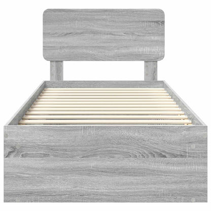 Bed Frame Grey Sonoma 100 x 200 cm Solid Pine Wood