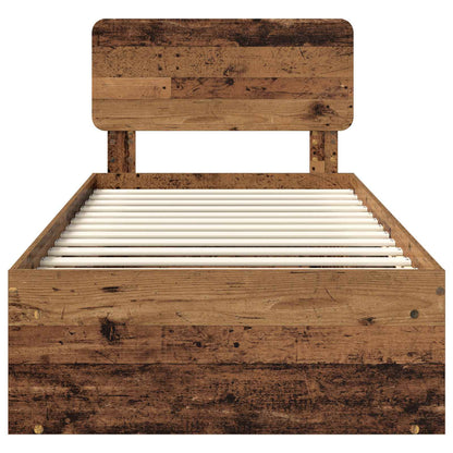 Bed Frame with Headboard Old Wood 100 x 200 cm Solid Pine Wood