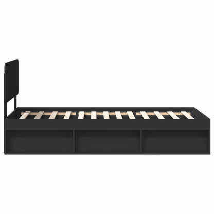 Bed Frame with Headboard Black 90 x 200 cm Solid Pine Wood