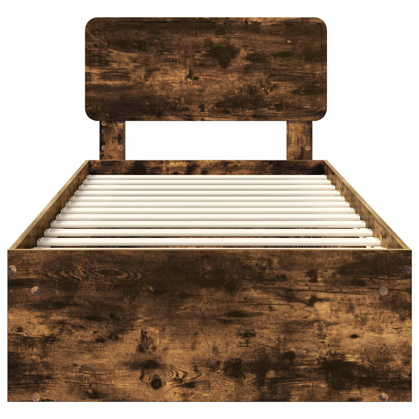 Bed Frame with Headboard Smoked Oak 90 x 200 cm Solid Pine Wood