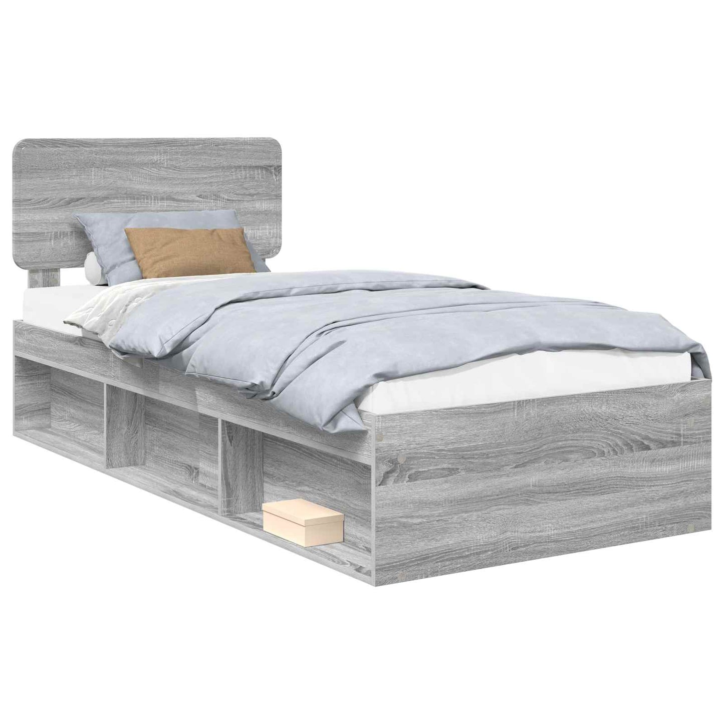 Bed Frame Grey Sonoma 90 x 200 cm Solid Pine Wood