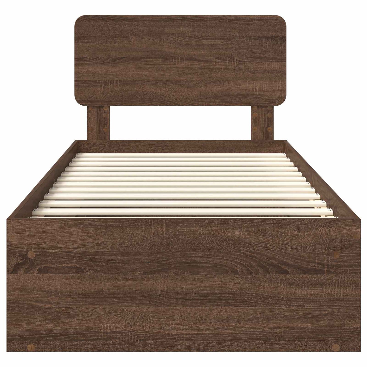 Bed Frame with Headboard Brown Oak 90 x 200 cm Solid Pine Wood