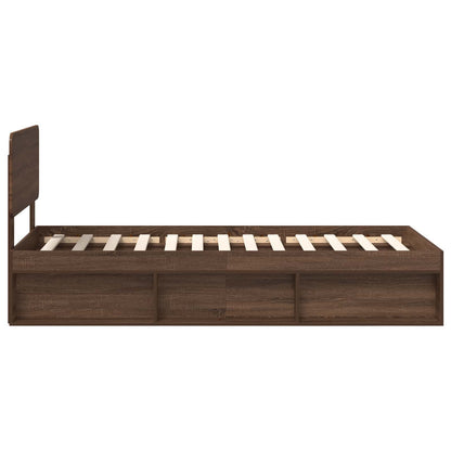 Bed Frame with Headboard Brown Oak 90 x 200 cm Solid Pine Wood