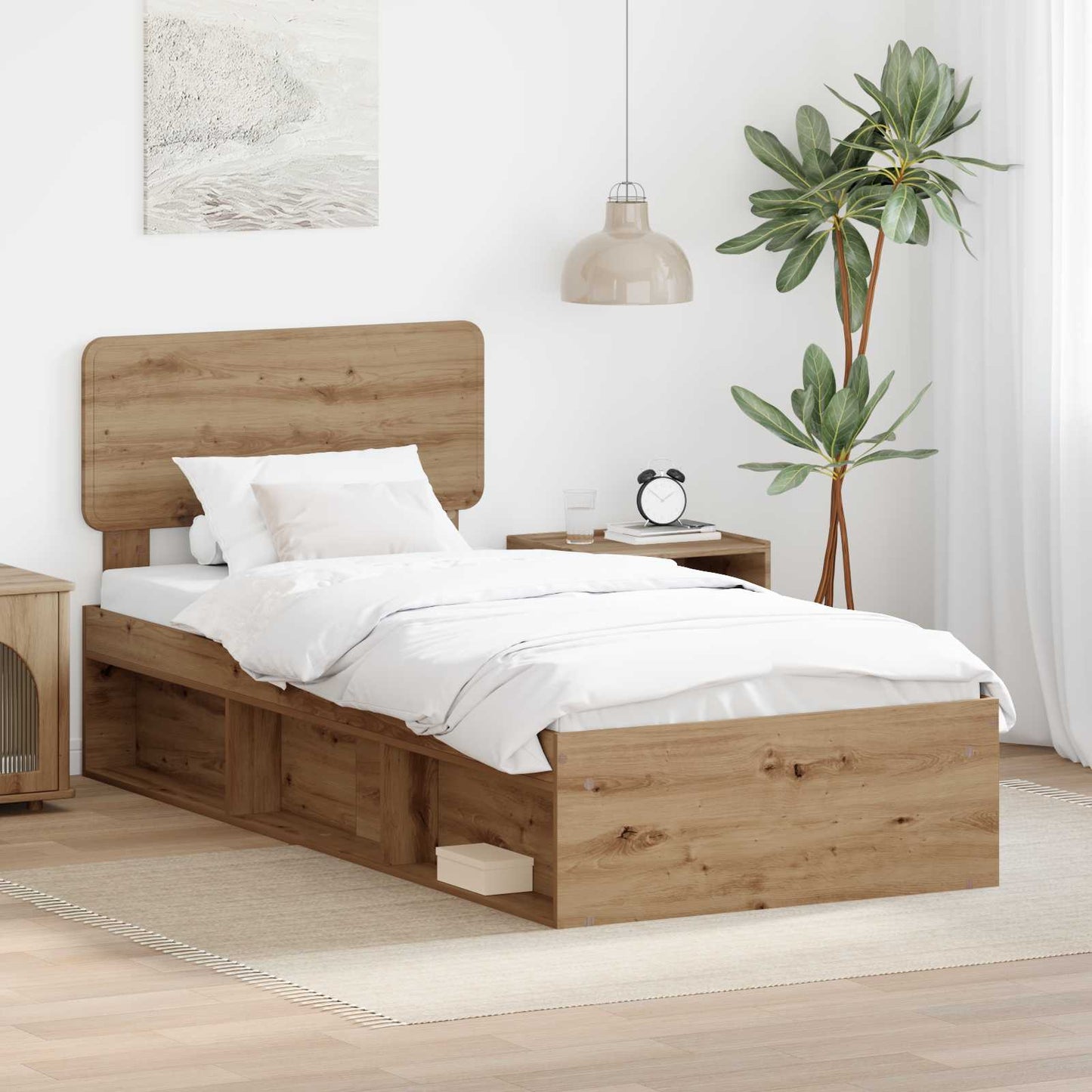 Bed Frame Artisian Oak 90 x 200 cm Solid Pine Wood