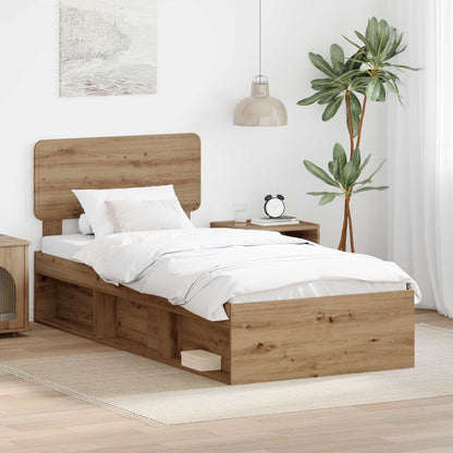 Bed Frame Artisian Oak 90 x 200 cm Solid Pine Wood