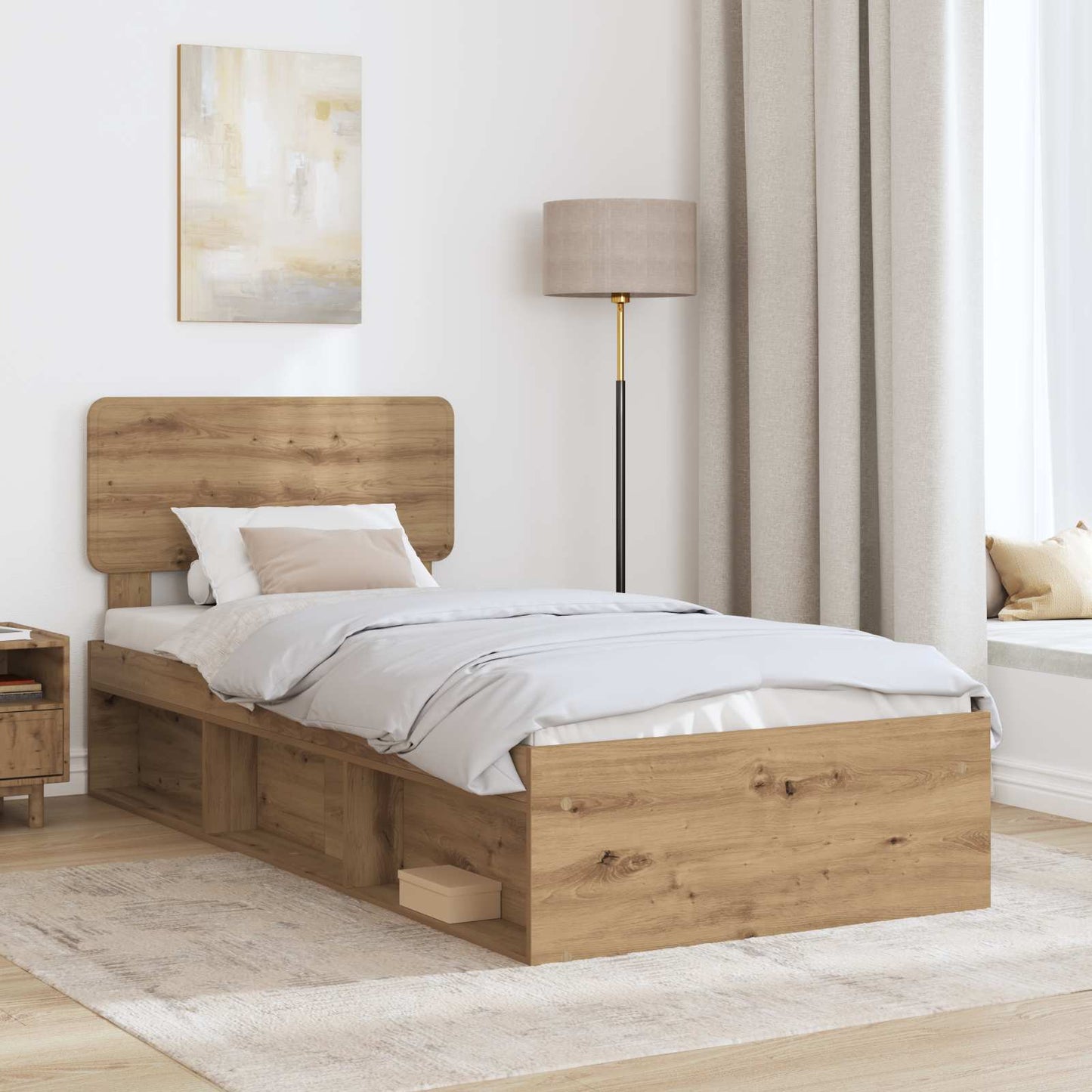 Bed Frame Artisian Oak 90 x 200 cm Solid Pine Wood