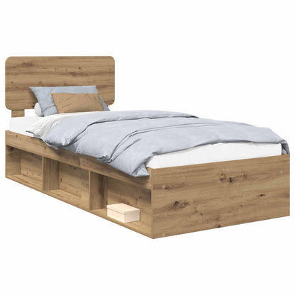 Bed Frame Artisian Oak 90 x 200 cm Solid Pine Wood