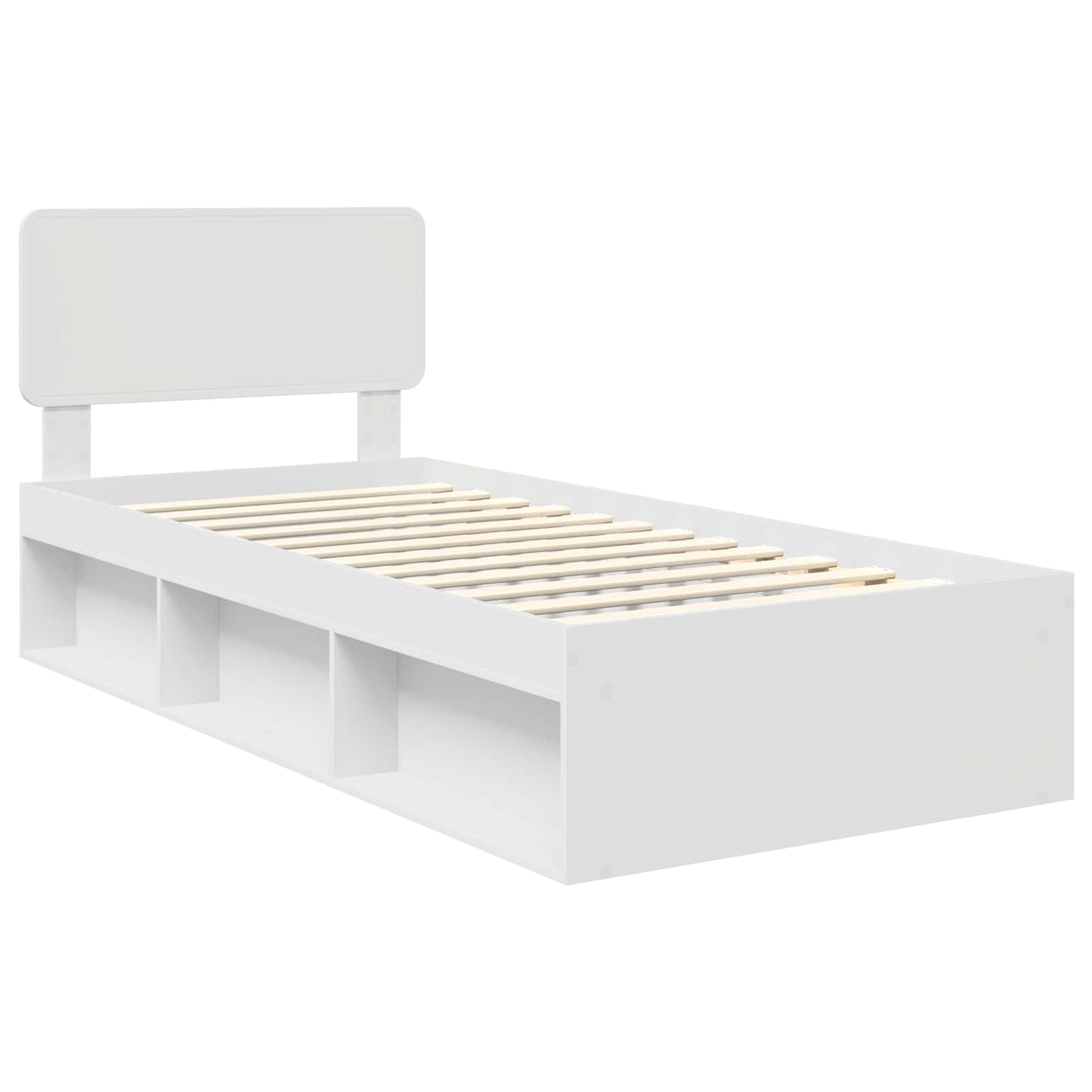 Bed Frame with Headboard White 90 x 190 cm Solid Pine Wood