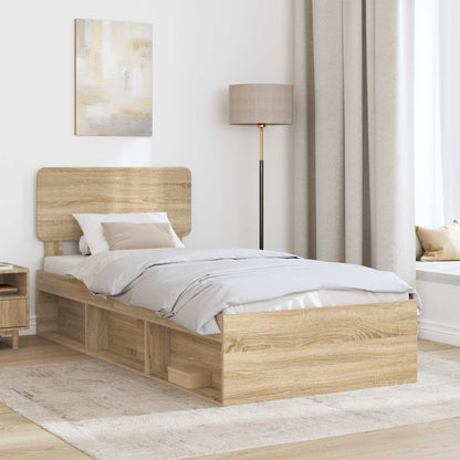 Bed Frame with Headboard Sonoma 90 x 190 cm Solid Pine Wood