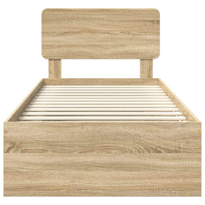 Bed Frame with Headboard Sonoma 90 x 190 cm Solid Pine Wood