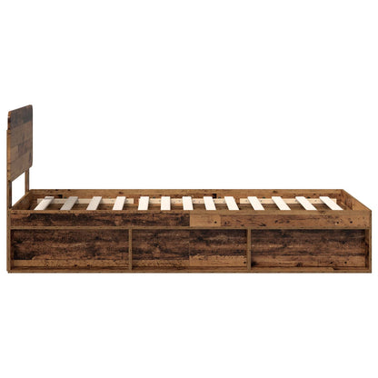 Bed Frame with Headboard Old Wood 90 x 190 cm Solid Pine Wood