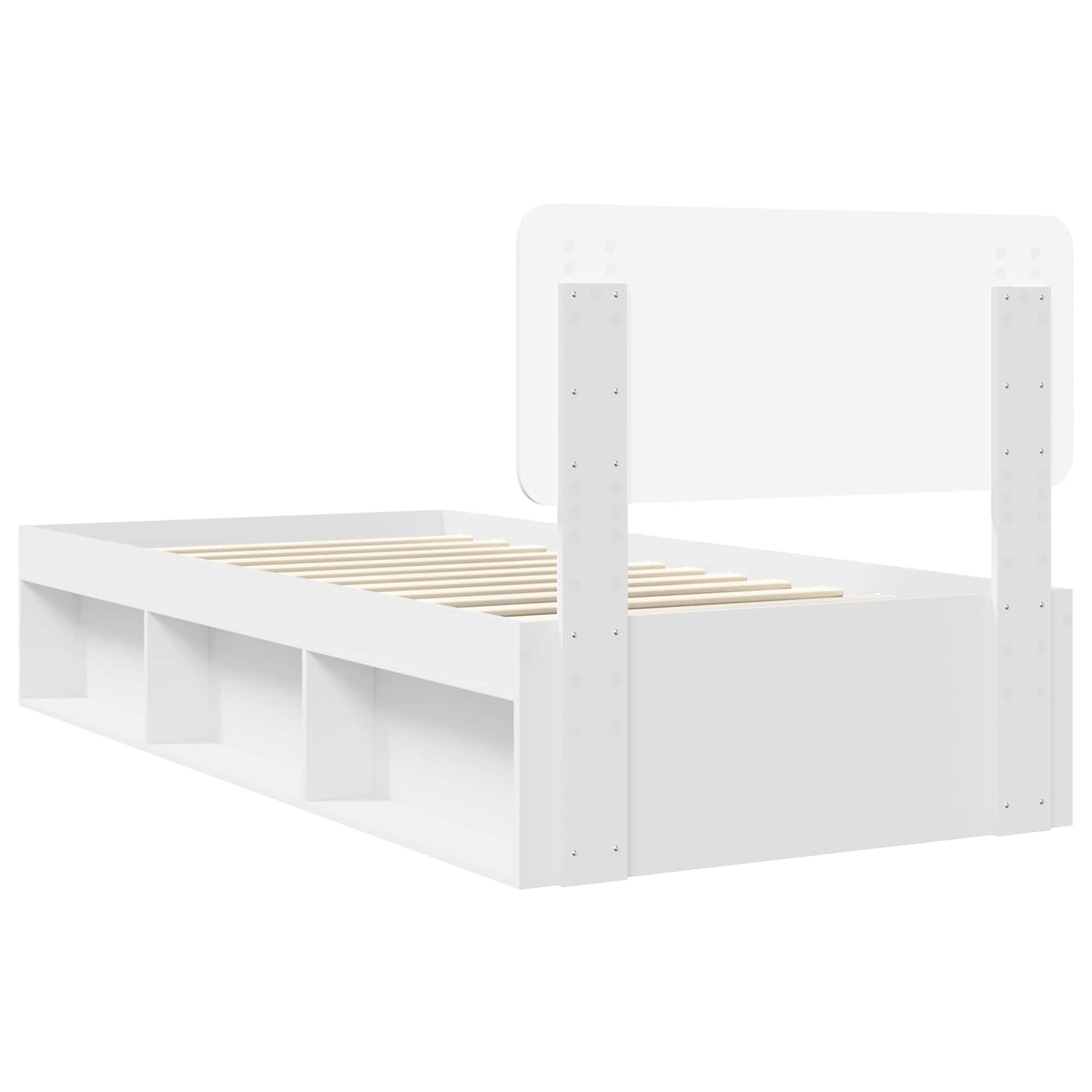 Bed Frame with Headboard White 75 x 190 cm Solid Pine Wood