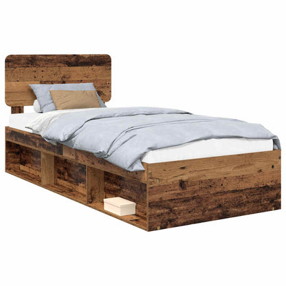 Bed Frame with Headboard Old Wood 75 x 190 cm Solid Pine Wood