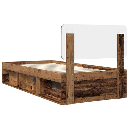 Bed Frame with Headboard Old Wood 75 x 190 cm Solid Pine Wood