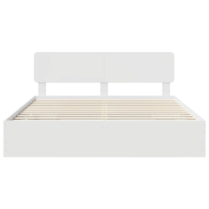 Bed Frame with Drawer White 200 x 200 cm Engineered Wood