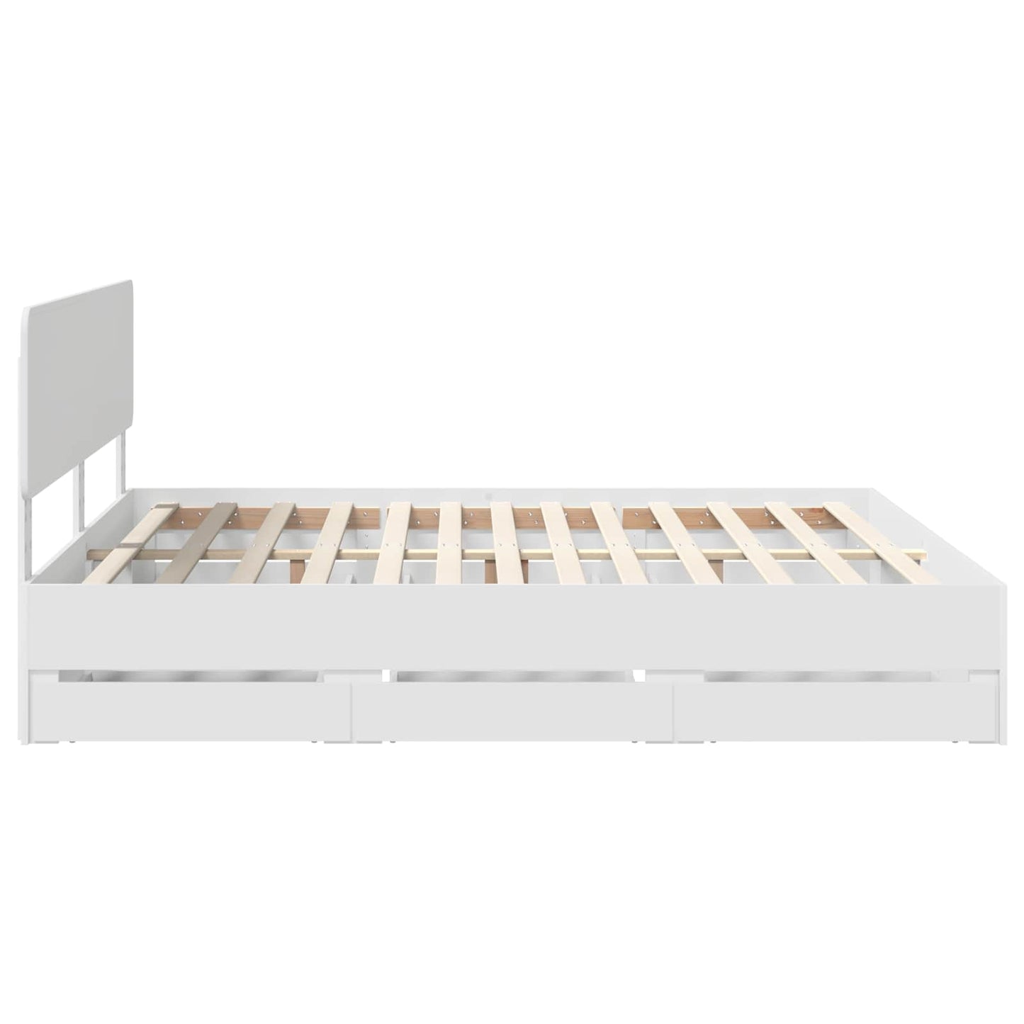 Bed Frame with Drawer White 200 x 200 cm Engineered Wood