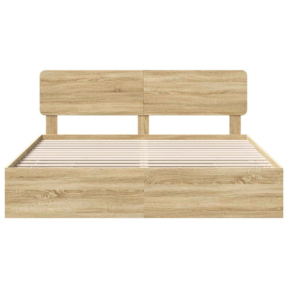 Bed Frame with Drawer Sonoma Oak 200 x 200 cm Engineered Wood