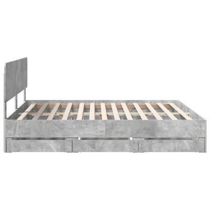 Bed Frame Concrete Grey 200 x 200 cm Engineered Wood