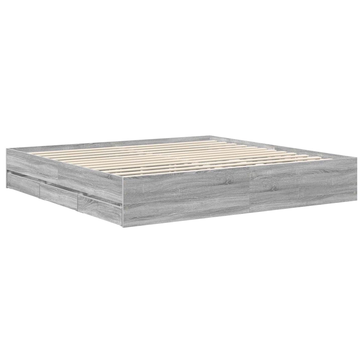 Bed Frame with Drawer Grey Sonoma 200 x 200 cm Engineered Wood