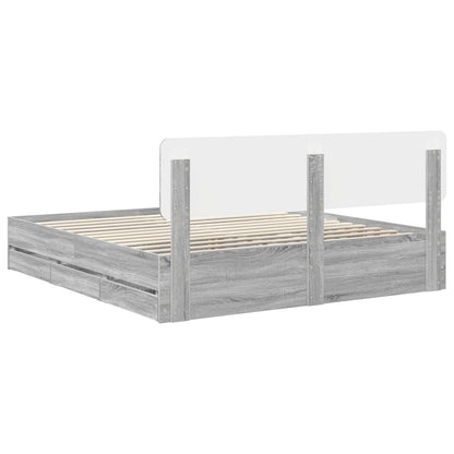 Bed Frame with Drawer Grey Sonoma 200 x 200 cm Engineered Wood