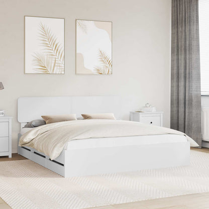 Bed Frame with Drawer White 180 x 200 cm Engineered Wood