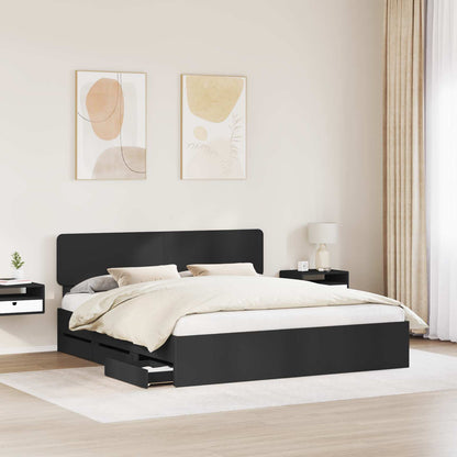 Bed Frame with Drawer Black 180 x 200 cm Engineered Wood