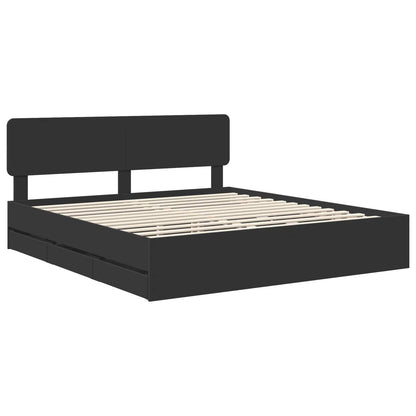Bed Frame with Drawer Black 180 x 200 cm Engineered Wood