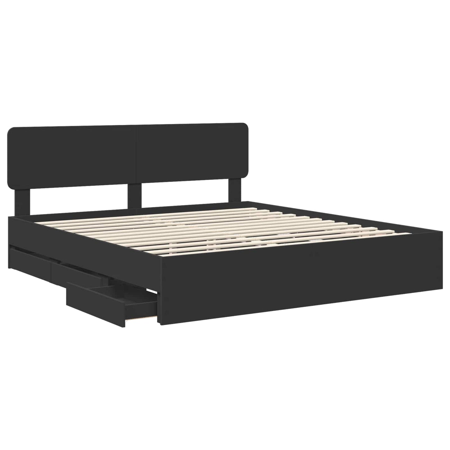 Bed Frame with Drawer Black 180 x 200 cm Engineered Wood