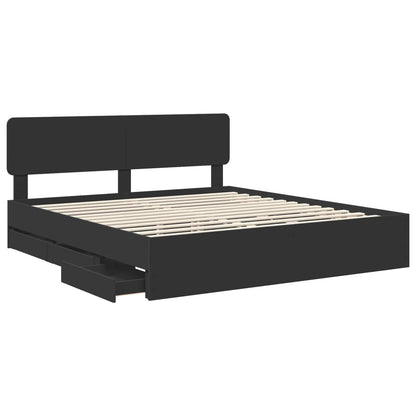 Bed Frame with Drawer Black 180 x 200 cm Engineered Wood