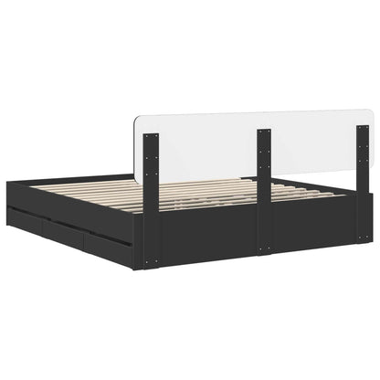 Bed Frame with Drawer Black 180 x 200 cm Engineered Wood
