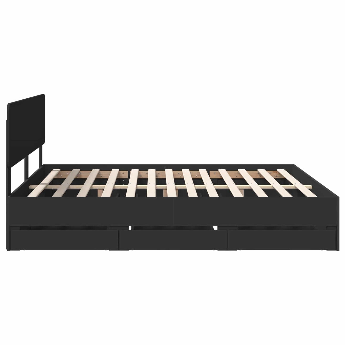 Bed Frame with Drawer Black 180 x 200 cm Engineered Wood