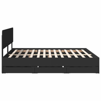 Bed Frame with Drawer Black 180 x 200 cm Engineered Wood
