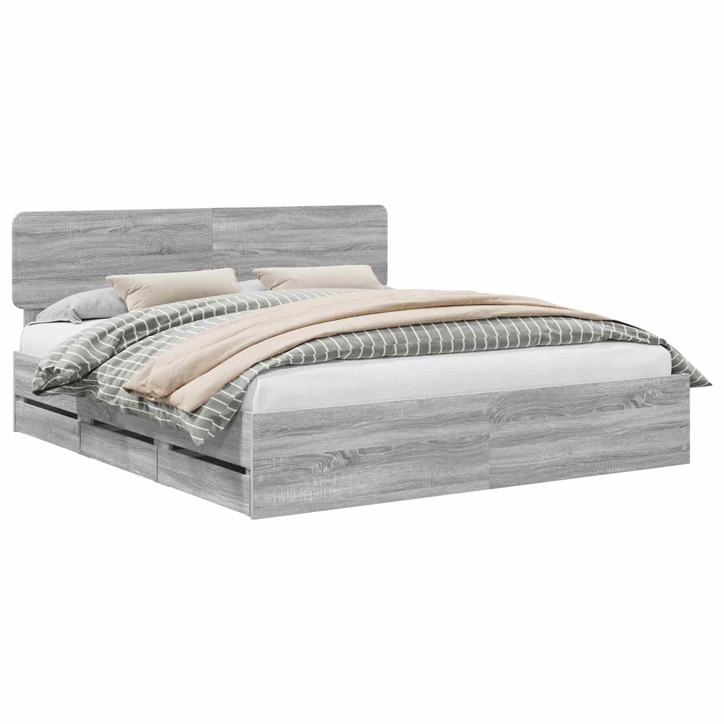 Bed Frame with Drawer Grey Sonoma 180 x 200 cm Engineered Wood