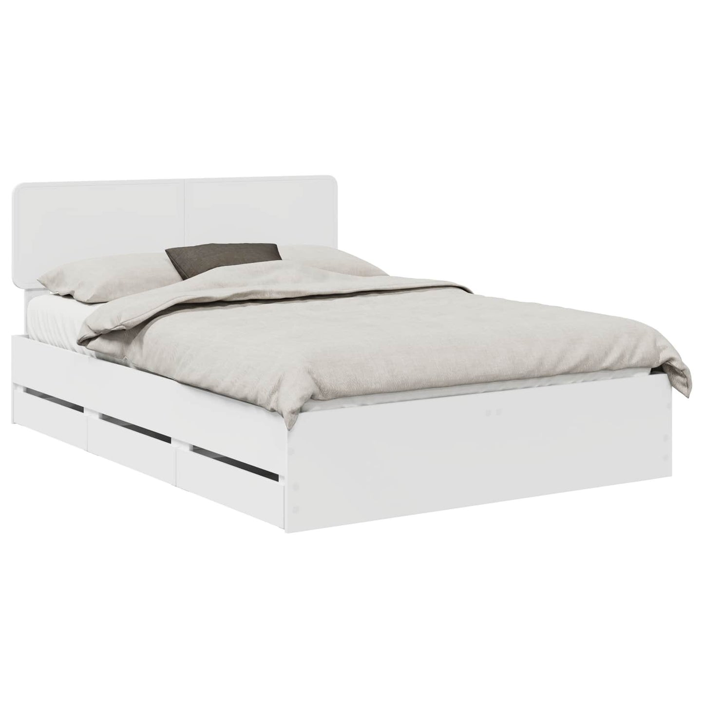 Bed Frame with Drawer White 160 x 200 cm Engineered Wood