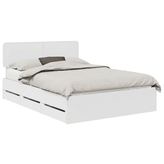 Bed Frame with Drawer White 160 x 200 cm Engineered Wood