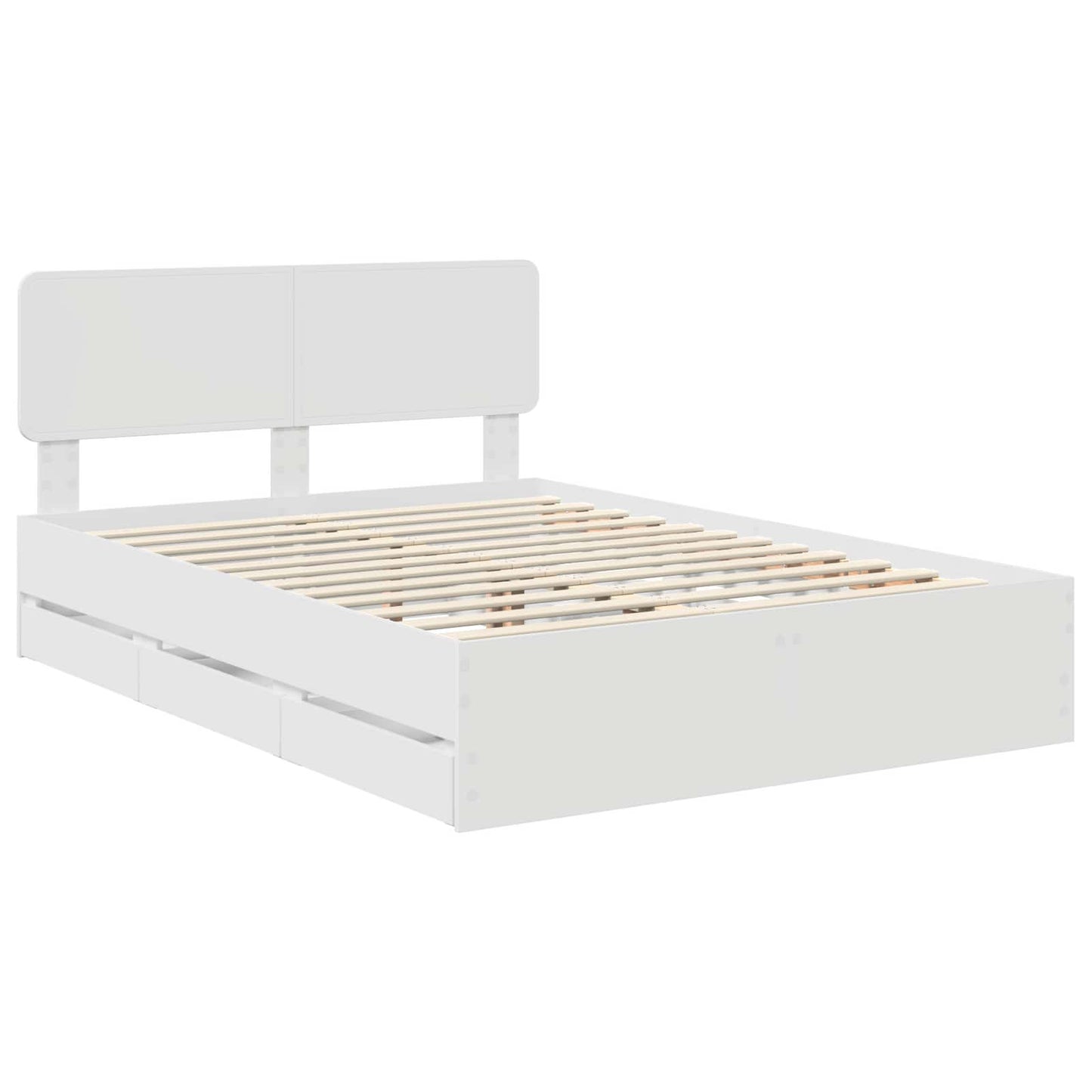 Bed Frame with Drawer White 160 x 200 cm Engineered Wood