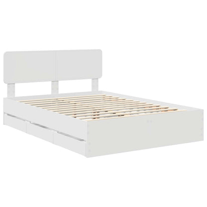 Bed Frame with Drawer White 160 x 200 cm Engineered Wood