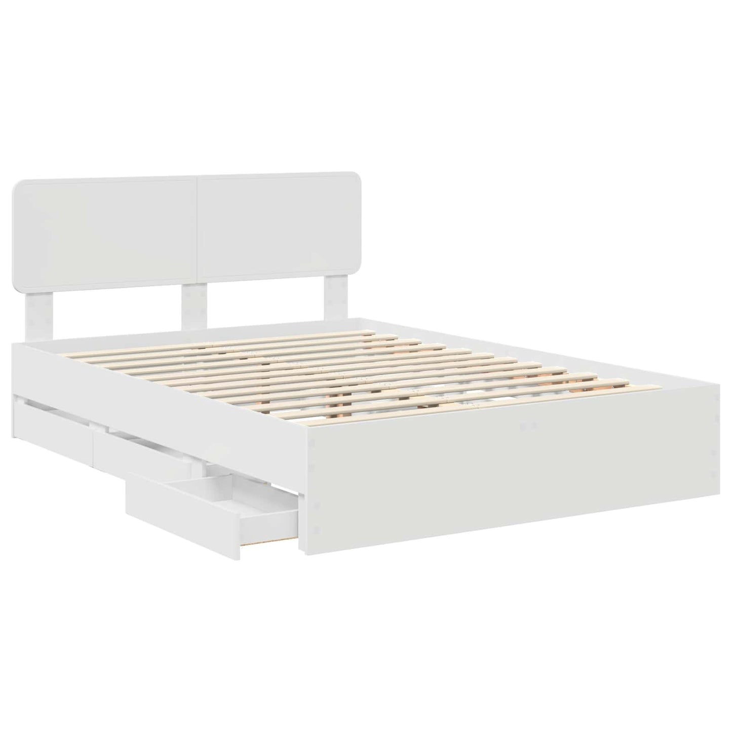 Bed Frame with Drawer White 160 x 200 cm Engineered Wood