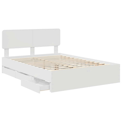 Bed Frame with Drawer White 160 x 200 cm Engineered Wood